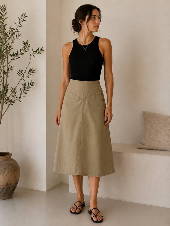 Banana Republic Dresses & Skirts - Vintage Banana Republic Khaki A-Line Midi Skirt